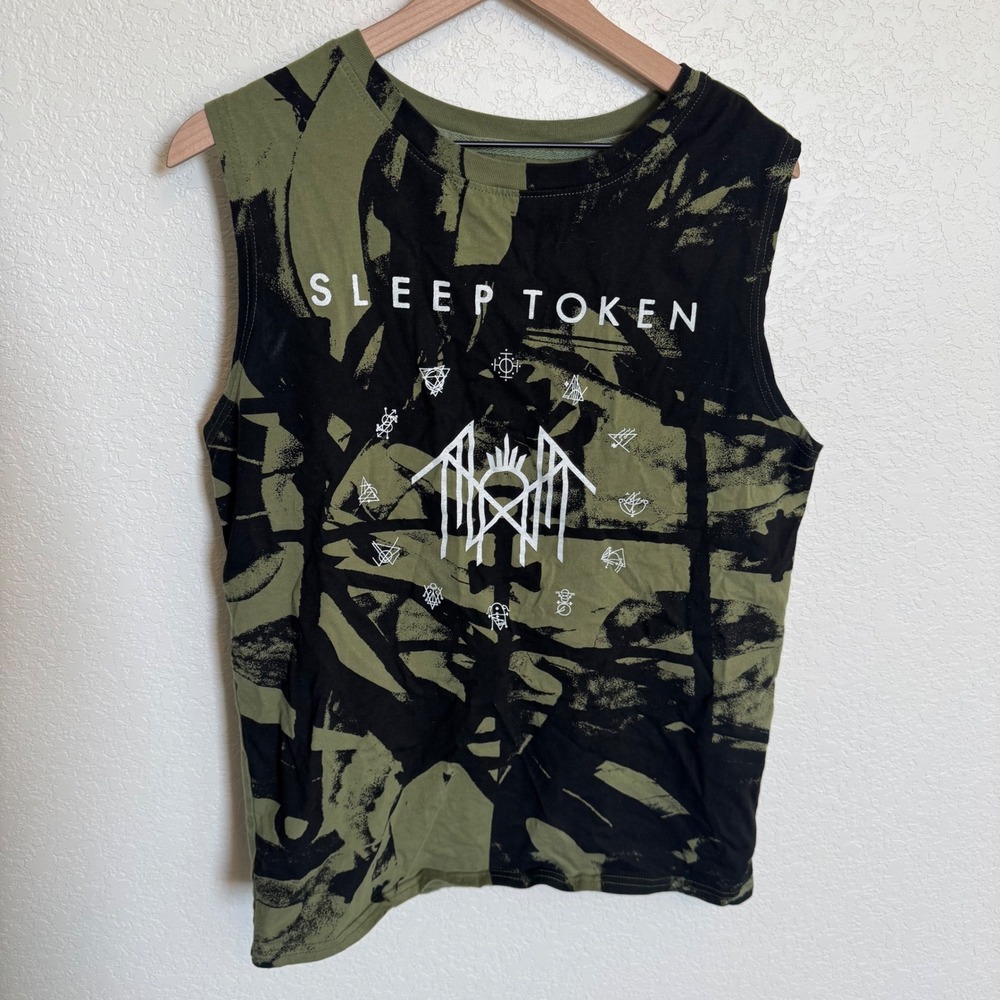 Metalcore Alt Grunge Sleep Token Hot Topic Tank Top Size Small Olive Black